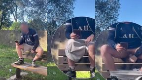 amateur boy lost a bet and had to expose and touch his cock in a park