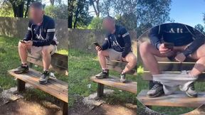 amateur boy lost a bet and had to expose and touch his cock in a park