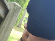 Uni peeing outside with the neighbors around