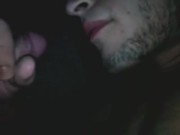 SelfSuck ana cum in the mouth