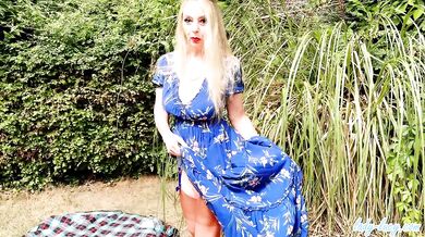 Lady Lucy Gresty Outdoor Tease Big Natural Tits Blonde MILF