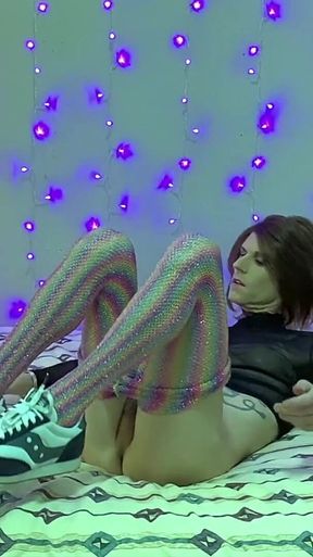 Tgirl Ria Bentley Toys Her Ass and Cums on Her Face