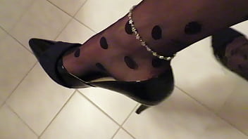 black patent &quot_CASTALUNA&quot_ leather high heels, anklet and pantyhose, dangling by Isabelle-Sandrine