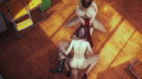 Rias Gremory destroyed by 2 teachers cum inside futa hentai