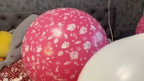 looner Val play with big balloons and neck