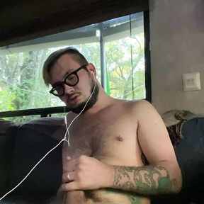 Tattooed Twink Jerks Off And Plays With His Balls Until He CUMS