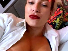 Hot babe Sophie Paris having horny solo toy masturbation