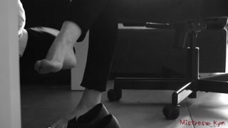 Femdom Wife gets her Shoes and Feet licked - Mistress Kym