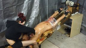 TRANS LUCY is squeezing cock and balls very hard