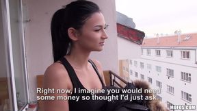 Mofos -hot-euro Brunette Flashes Small Tits, Suck Hard Cock &amp; Pussy Pounded for a Cold Cash