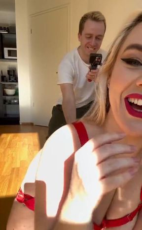 German MILF Anja gives sloppy blowjob and takes gigantic cock in her ass