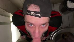 Chav Scally Kinkysirius Sucks by Leather Bear in the Public Restroom at the Railway Station