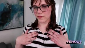 Nerd Tgurl Black Nails Crush Swollen Cock Gushes Cum Flood