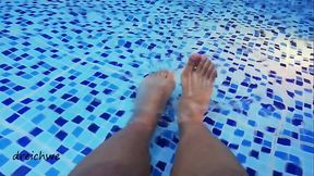 Foot fetish in a big pool