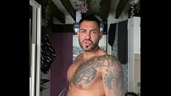 Latino PORNSTAR VIKTOR ROM Lying down squeeze BBC out all milk big muscle boy and tattoed