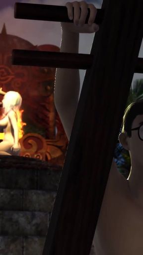 Key moment from "A sexy blonde has anal sex with 3d hot dickgirl on an island"