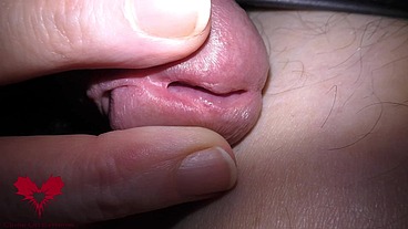 She rubs the penis through the panties and opens the urethra.