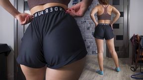PAWG MILF Teasing Her Ass in Sports Under Armor Shorts