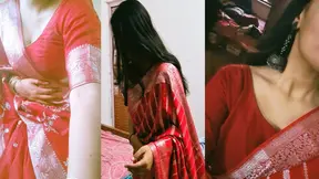desi village Bhabhi tight pussy hard sex video &mdash;  Indian slut wife wearing beautiful red saree