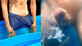 The guy in the country lowered the sperm into the pool