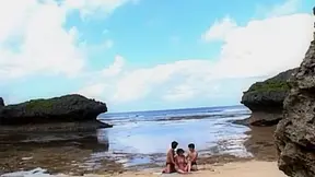 Naughty Rei Aoki Has A Wild Threesome At The Beach