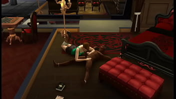 Lara Croft takes on a BBC in her bedroom (Sims4)