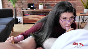 Blow Me POV - A Small Titties Doll is Sucking HARD a Papy.