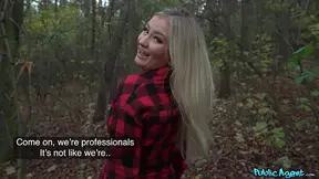 Blonde babe with great Tits and Ass gets a sloppy blowjob in public