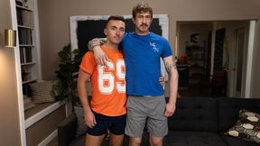 Joey Dane and Evan Jordie go hard in a standing position