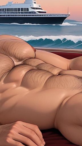 Hairy Chested Lumberjack Lying in Luxury Yacht Master Suite - 2