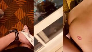 Stbcock bangs hairy dude in hotel window & risks his life