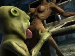 3D cartoon alien babe getting her pussy licked and fucked