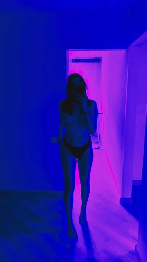 Cute teen shows off her natural tits in a solo tiktok video