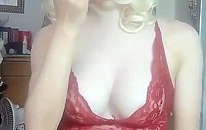 Sissy Maggie - cum with fake breast