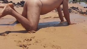 Ladysilva crossdresser showing off her hot ass on the beach in panties 002