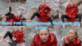 Shiny PVC Over Neoprene: Wet Beach JOI & Play - WMV