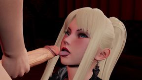 Hot Blonde Melina with Big Tits in 3D Animation - Frenulum Licking Fetish, Bondage Standing Blowjob, Pantyhose Footjob Fetish