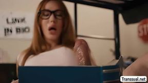 Fucking my TS roommates ass while doing homework