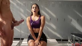i caught this girl with an amazing bust in an empty locker room and fucked her hard right by the lockers while her boyfriend was out [ai]