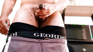 Masturbatie, ejaculatie, penissen, harig, Colombiaans, man, keuken – amateur mannen met grote penissen die anaal seks hebben