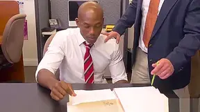 Ebony Office Stud Blows Bosses Cock