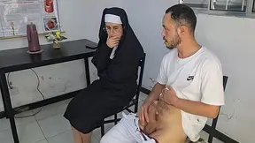 Hot nun devours my huge dick in doggystyle