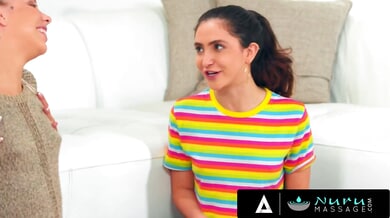 Jane Wilde surprises her boyfriend with a nuru massage and a threesome with her stepsister Chanel Grey