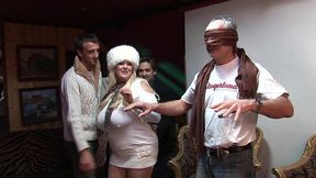 big boobs bounce as kirsten halborg bends over for a double penetration