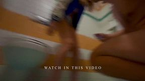 POV - You and 18 years old teen go to the public tpoilet together and you make her squirt in her sporty thong