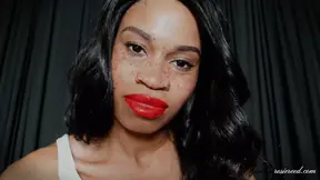 Dark ebony goddess Rosie Reed torments lipstick-worshiping slaves with fetish denial and chastity torment.