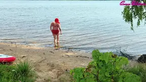 MILF gives blowjobs by the riverside