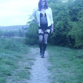 Crossdressed outside on a footpath in Lancashire