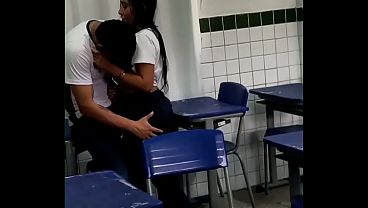 Young brunette slut waits for teacher to leave the room and then seduces