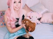Belle Delphine strokes two BIG cocks
